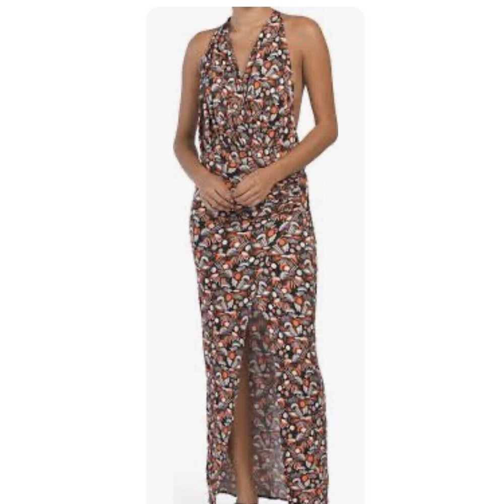 NWT Free People Sz L Daria Maxi Dress Black Orange Swimsuit Beach Cover Up F1 - Picture 7 of 7